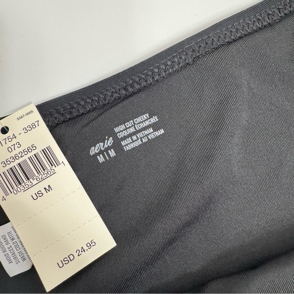 NEW Aerie High Cut Cheeky Black Bikini Bottom - Picture 2 of 4